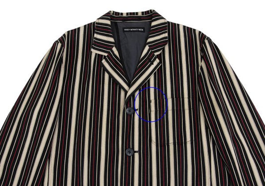 ISSEY MIYAKE MEN Striped Cotton 3B Jacket Beige Red Size 4