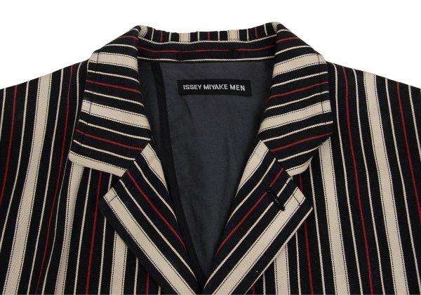 ISSEY MIYAKE MEN Striped Cotton 3B Jacket Beige Red Size 4