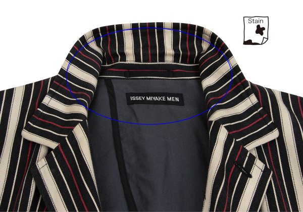 ISSEY MIYAKE MEN Striped Cotton 3B Jacket Beige Red Size 4