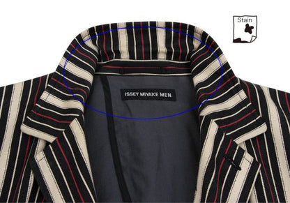 ISSEY MIYAKE MEN Striped Cotton 3B Jacket Beige Red Size 4