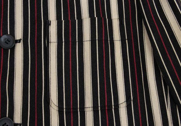 ISSEY MIYAKE MEN Striped Cotton 3B Jacket Beige Red Size 4