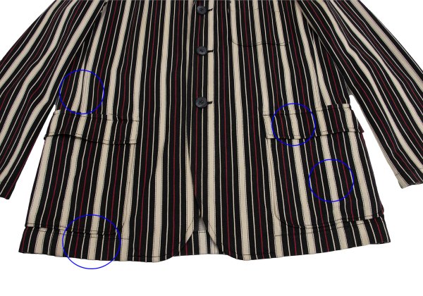 ISSEY MIYAKE MEN Striped Cotton 3B Jacket Beige Red Size 4