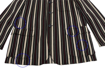 ISSEY MIYAKE MEN Striped Cotton 3B Jacket Beige Red Size 4