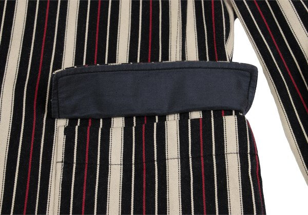 ISSEY MIYAKE MEN Striped Cotton 3B Jacket Beige Red Size 4
