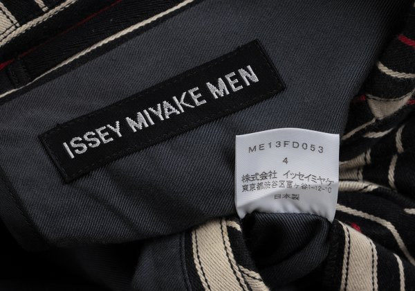 ISSEY MIYAKE MEN Striped Cotton 3B Jacket Beige Red Size 4