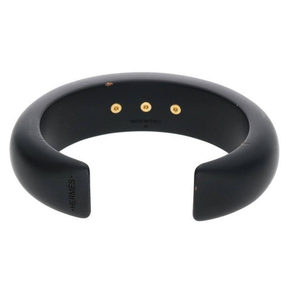 HERMES Collier de Chien Wood Bangle Black/Gold Size ONE SIZE