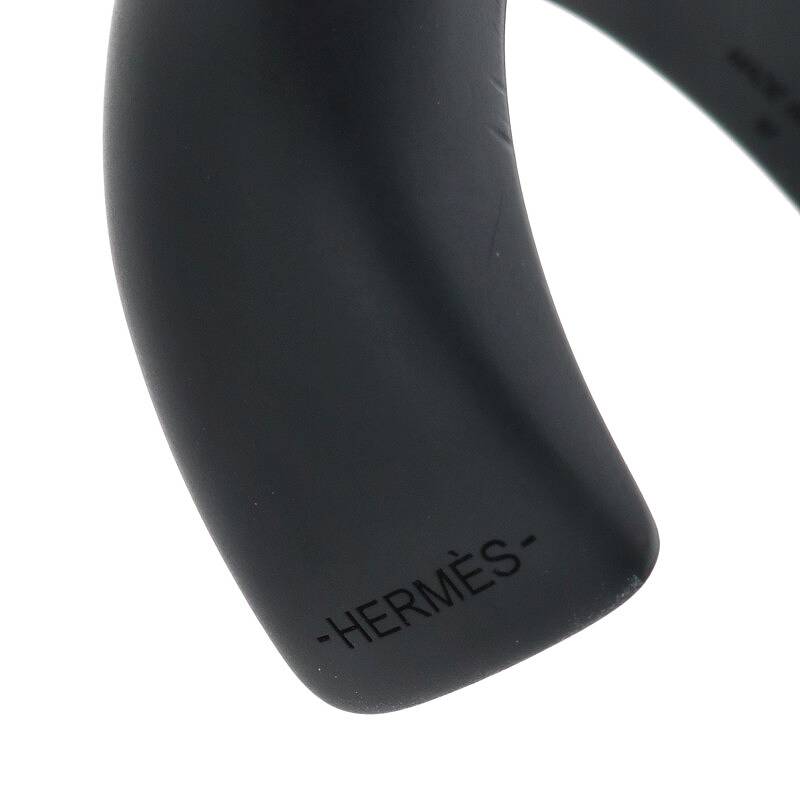 HERMES Collier de Chien Wood Bangle Black/Gold Size ONE SIZE