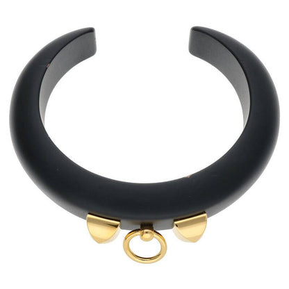 HERMES Collier de Chien Wood Bangle Black/Gold Size ONE SIZE