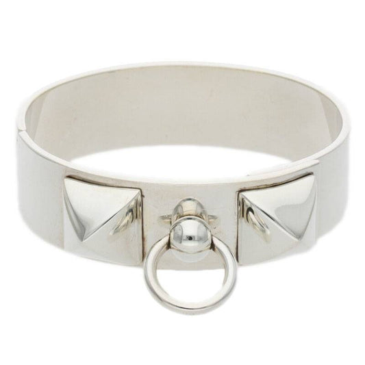 HERMES Collier de Chien MM Silver Bangle Size ONE SIZE