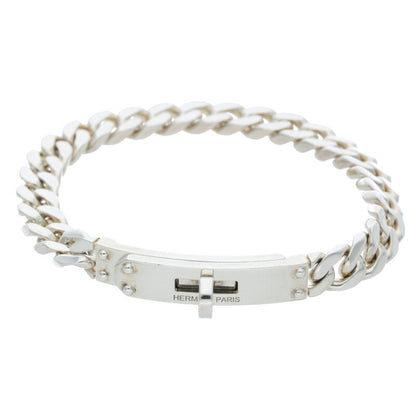 HERMES Kelly Gourmette 925 Silver Bracelet Size ONE SIZE