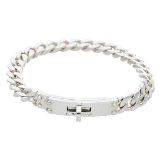 HERMES Kelly Gourmette 925 Silver Bracelet Size ONE SIZE