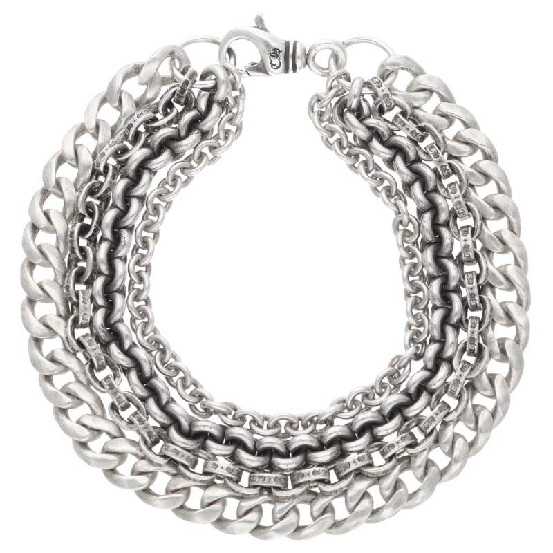 Chrome Hearts Multi Chain Silver Bracelet