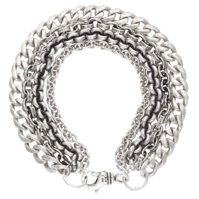Chrome Hearts Multi Chain Silver Bracelet