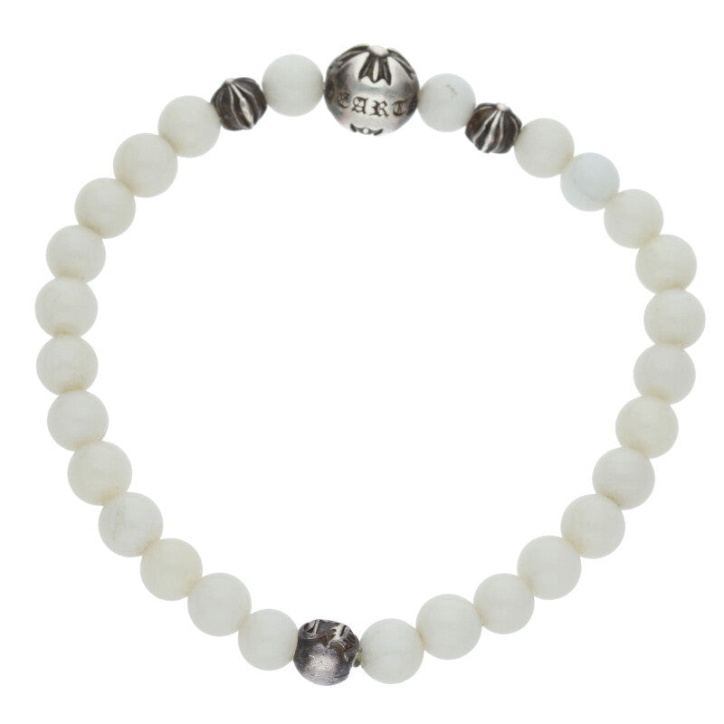 Chrome Hearts 6mm Bead Silver Bracelet White