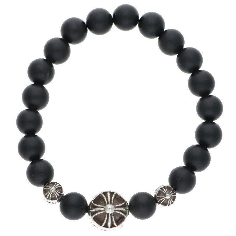 Chrome Hearts 8mm Bead Onyx Silver Bracelet Size ONE SIZE