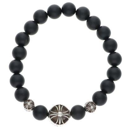 Chrome Hearts 8mm Bead Onyx Silver Bracelet Size ONE SIZE