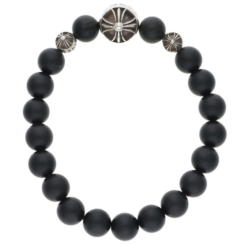 Chrome Hearts 8mm Bead Onyx Silver Bracelet Size ONE SIZE