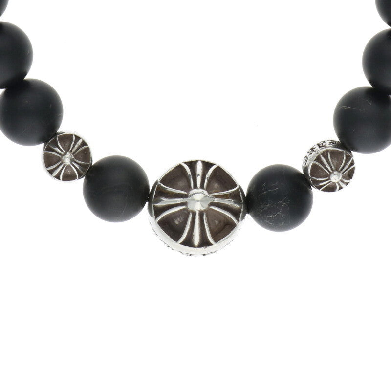 Chrome Hearts 8mm Bead Onyx Silver Bracelet Size ONE SIZE