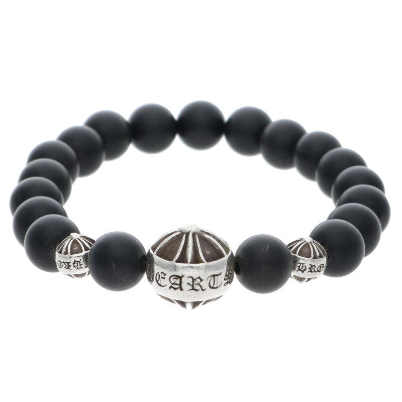 Chrome Hearts 8mm Bead Onyx Silver Bracelet Size ONE SIZE