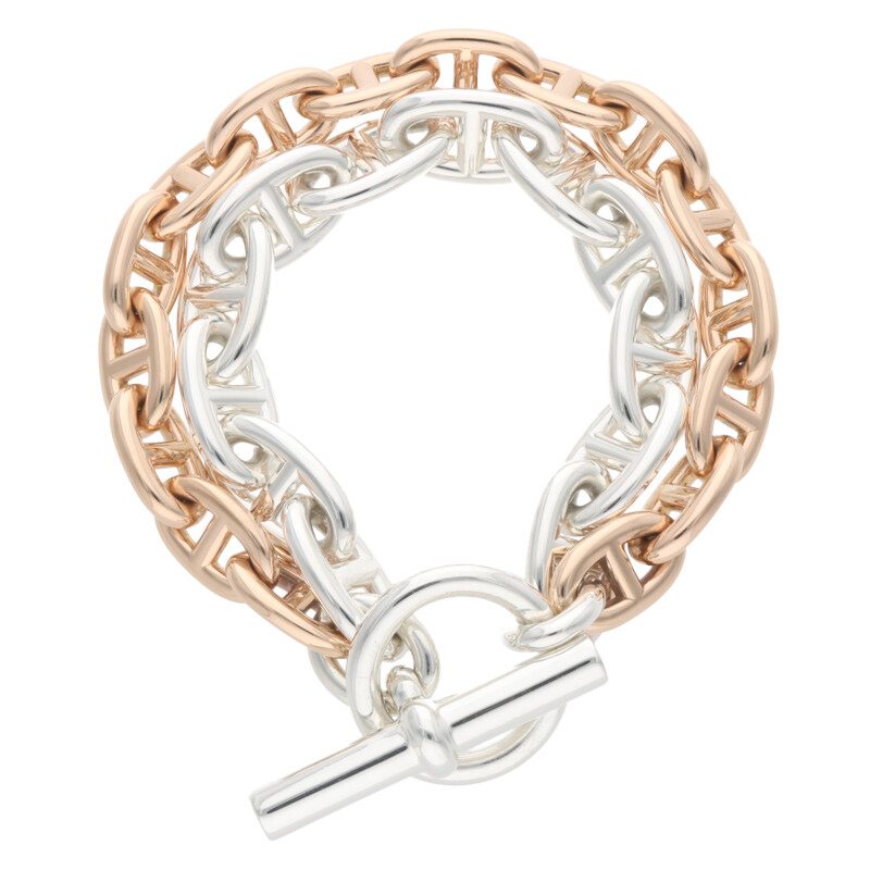 HERMES Chaine d'Ancre K18PG/925 Silver Size ONE SIZE