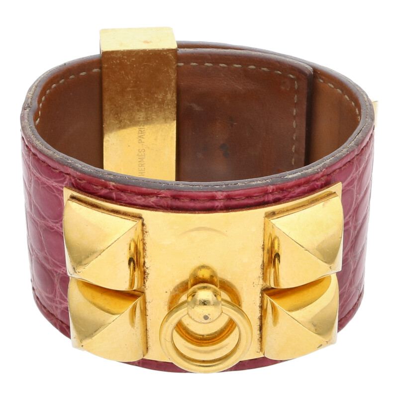 HERMES Collier de Chien Alligator Bracelet Size ONE SIZE