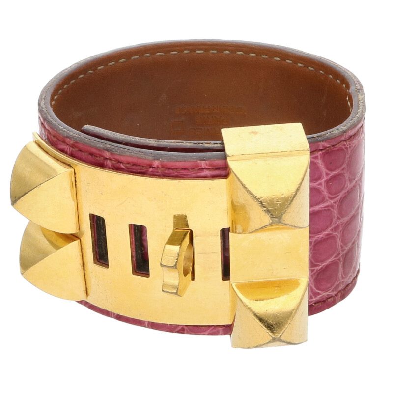 HERMES Collier de Chien Alligator Bracelet Size ONE SIZE