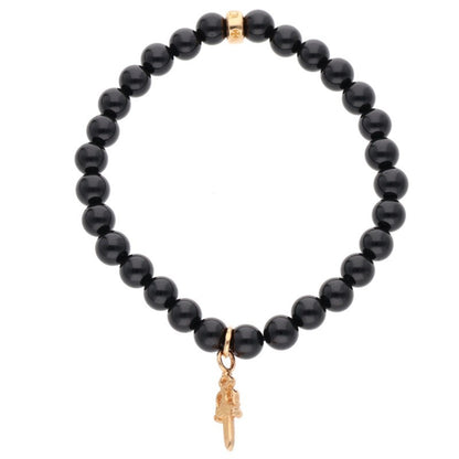 Chrome Hearts 22K Stack Dagger 6mm Black Bead