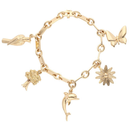 HERMES K18YG Plate Chain Charm Bracelet Size ONE SIZE