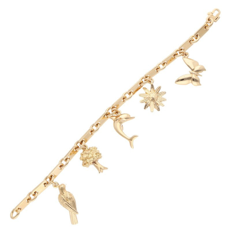 HERMES K18YG Plate Chain Charm Bracelet Size ONE SIZE