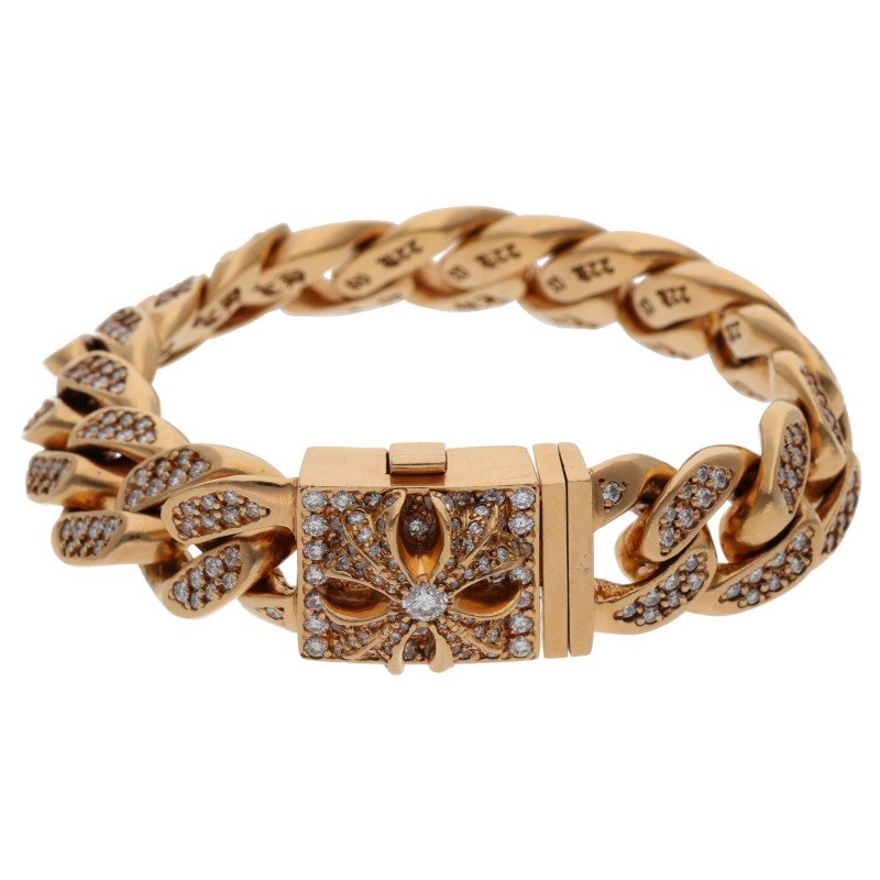 Chrome Hearts 22K Pave Diamond Small ID Bracelet Size 15LINK