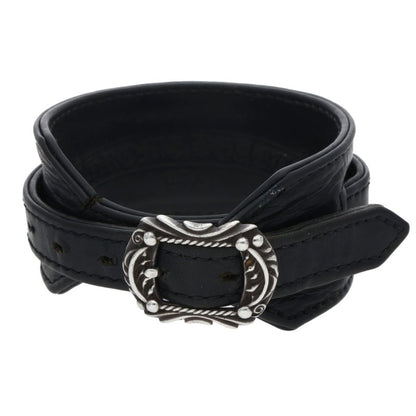 Chrome Hearts OLD RR TINY BUCKLE Leather Bangle Black x Silver Size 2