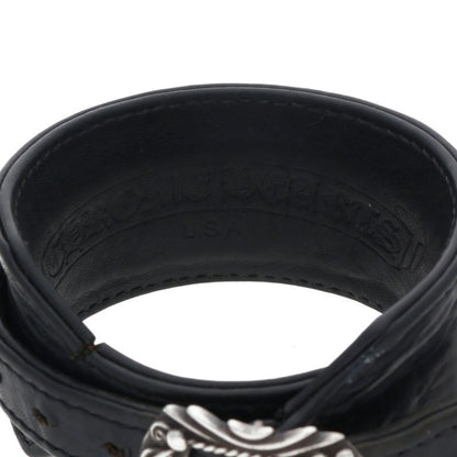 Chrome Hearts OLD RR TINY BUCKLE Leather Bangle Black x Silver Size 2