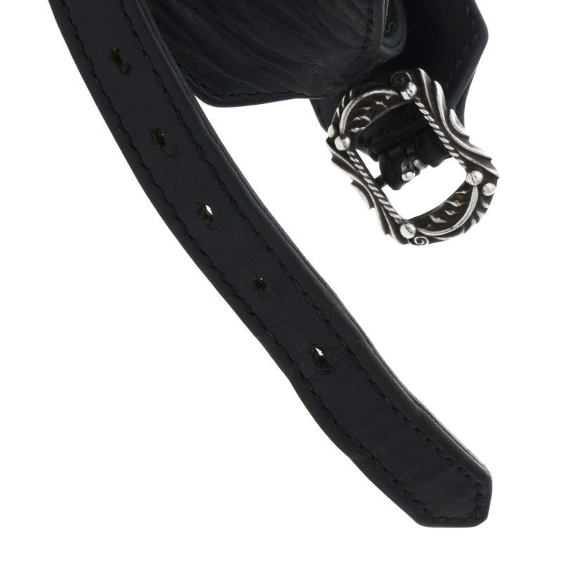 Chrome Hearts OLD RR TINY BUCKLE Leather Bangle Black x Silver Size 2