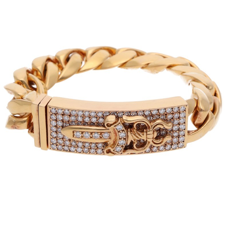 Chrome Hearts 22K Pave Diamond ID Bracelet Size 13LINK