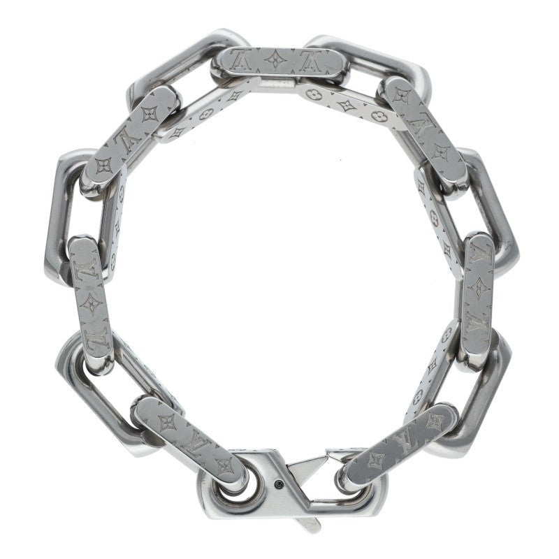 Louis Vuitton Monogram Engraved Chain Bracelet (Silver 45.67g)