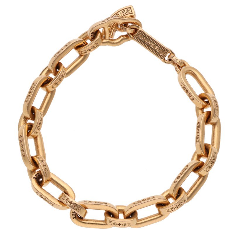 Chrome Hearts 22K Paper E Chain Gold Bracelet Size Yellow
