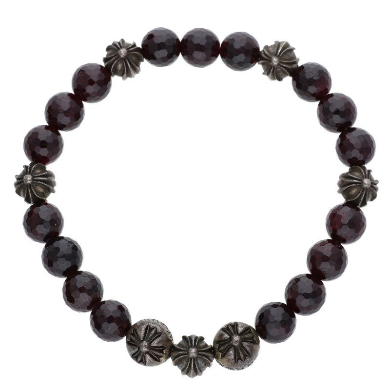 Chrome Hearts 8mm Garnet Bead Bracelet Silver