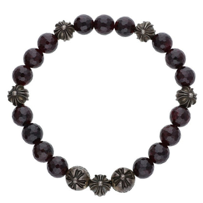 Chrome Hearts 8mm Garnet Bead Bracelet Silver