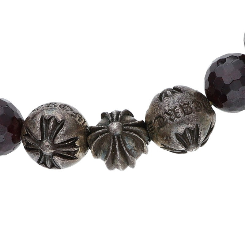 Chrome Hearts 8mm Garnet Bead Bracelet Silver