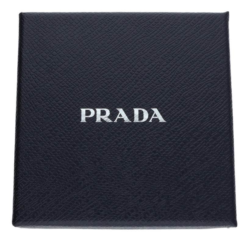Prada Blue/Silver Triangle Leather Bracelet (Silver 15.41g)