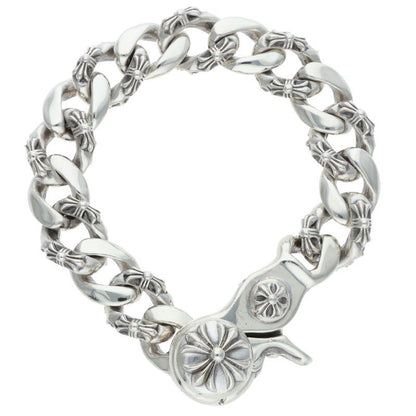 Chrome Hearts Fancy Link Clip Silver Bracelet Size 15LINK