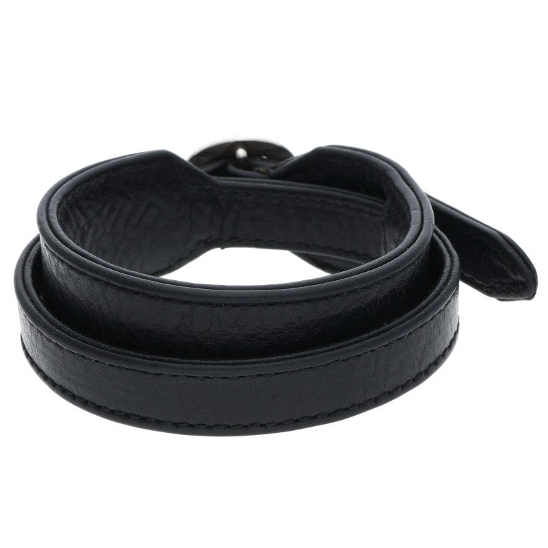 Chrome Hearts RR TINY BUCKLE Leather Bangle Black x Silver Size 1