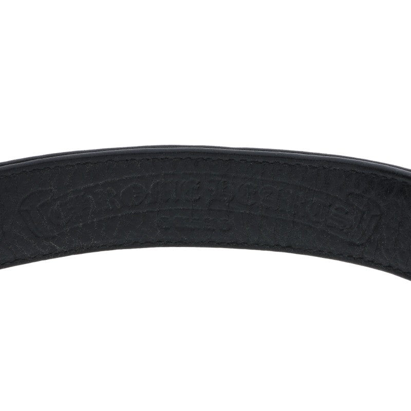 Chrome Hearts RR TINY BUCKLE Leather Bangle Black x Silver Size 1