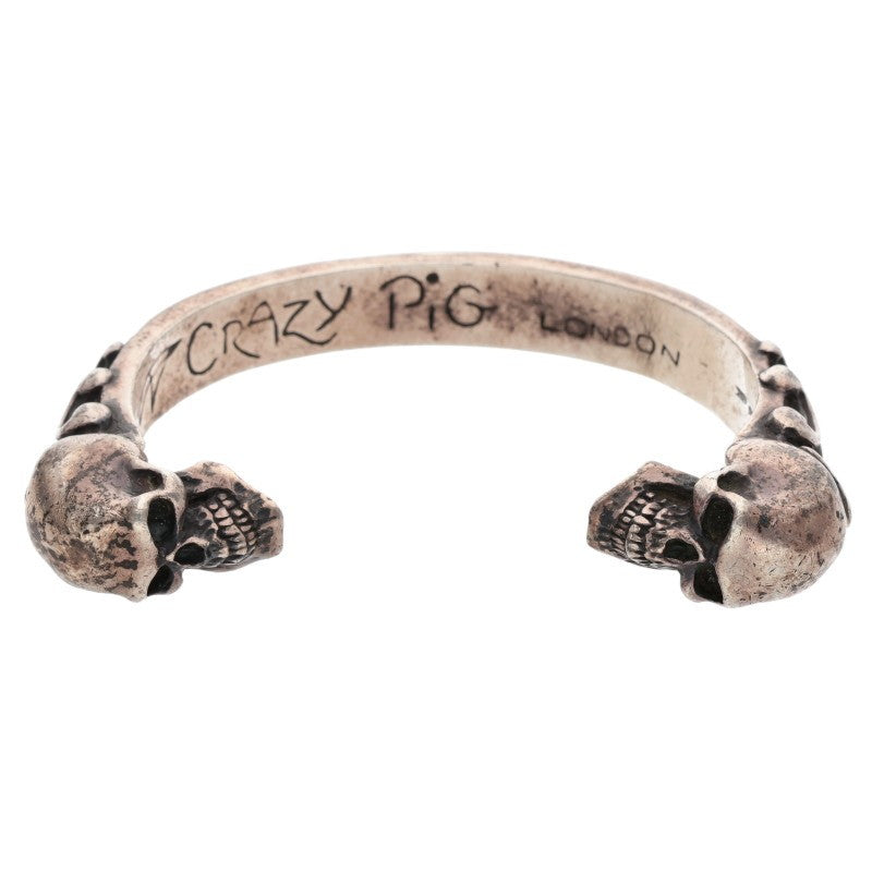 CRAZY PIG Early 90s Heavy 2 Skull Silver Size ONE SIZE