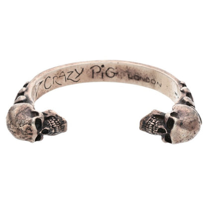 CRAZY PIG Early 90s Heavy 2 Skull Silver Size ONE SIZE