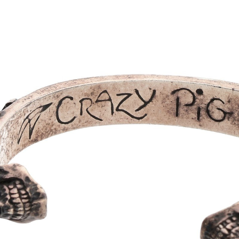 CRAZY PIG Early 90s Heavy 2 Skull Silver Size ONE SIZE