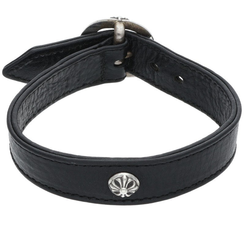 Chrome Hearts Gunslinger Cross Ball Leather Bracelet Size 11
