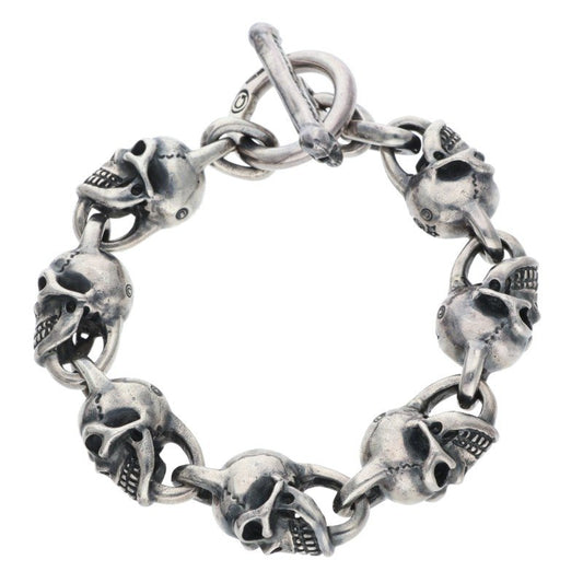 GABOR B-12MS All Skull Link Silver Bracelet Size ONE SIZE