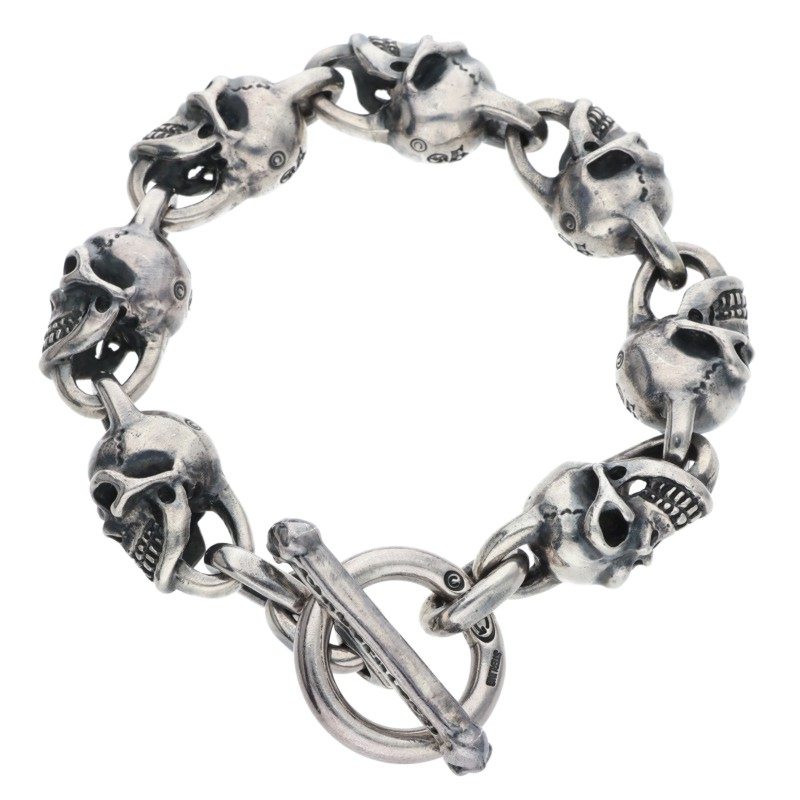 GABOR B-12MS All Skull Link Silver Bracelet Size ONE SIZE