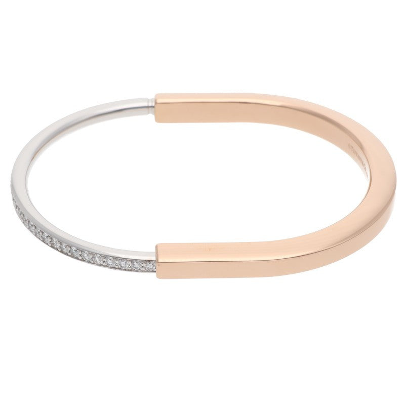 TIFFANY&Co. Lock Half Pave Diamond Bangle Size ONE SIZE